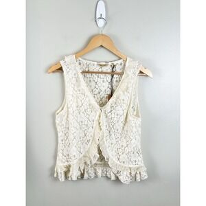 True Grit NWT Lace Vest Ruffles Boho Western‎ Cottage Core Fairy Sz M Women's